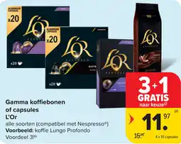 Carrefour Market L'Or Gamma koffiebonen of capsules aanbieding