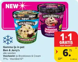 Carrefour Market Ben & Jerry's Gamma ijs in pot aanbieding