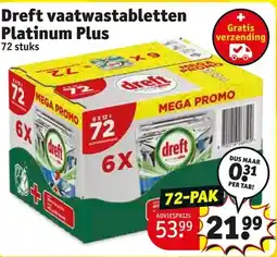 Kruidvat Dreft vaatwastabletten Platinum Plus aanbieding