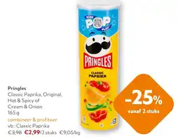 OKay Pringles Classic Paprika, Original, Hot & Spicy of Cream & Onion aanbieding