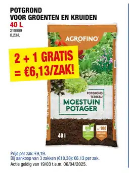 Hubo Potgrond voor groenten en kruiden aanbieding