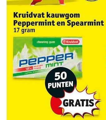 Kruidvat Kruidvat Kauwgom Peppermint En Spearmint aanbieding