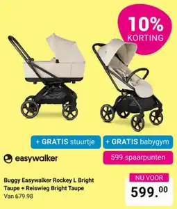 Van Asten BabySuperstore Buggy Easywalker Rockey L. Bright Taupe + Reiswieg Bright Taupe aanbieding