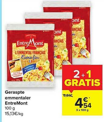 Hyper Carrefour Geraspte Emmentaler EntreMont aanbieding
