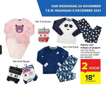 Hyper Carrefour Pyjama Voor Meisjes Of Jongens aanbieding