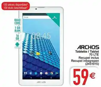 Cora Archos tablette - tablet 70 lte aanbieding