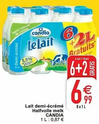 Lait demi-écrémé halfvolle melk candia