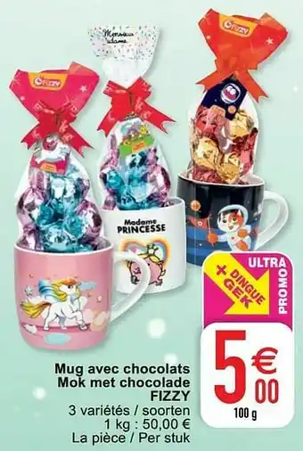 Mug avec chocolats mok met chocolade fizzy