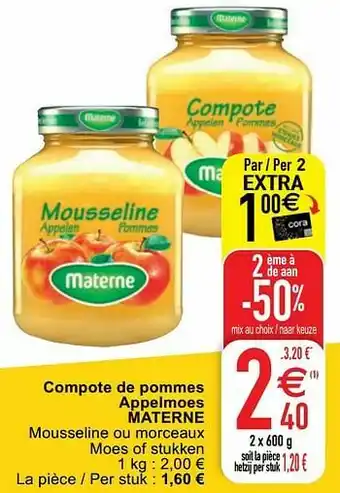 Cora Compote de pommes appelmoes materne aanbieding