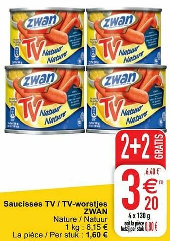 Cora Saucisses tv - tv-worstjes zwan aanbieding