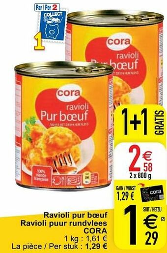 Cora Ravioli pur boeuf ravioli puur rundvlees cora aanbieding