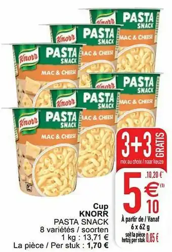 Cora Cup knorr pasta snack aanbieding