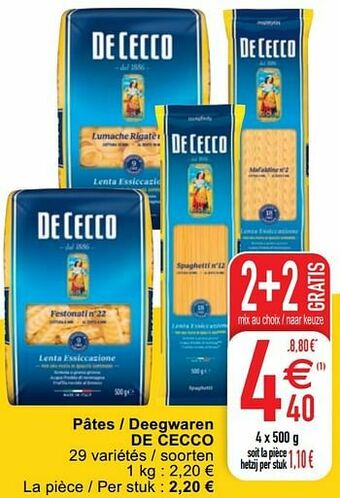 Cora Pâtes - deegwaren de cecco aanbieding