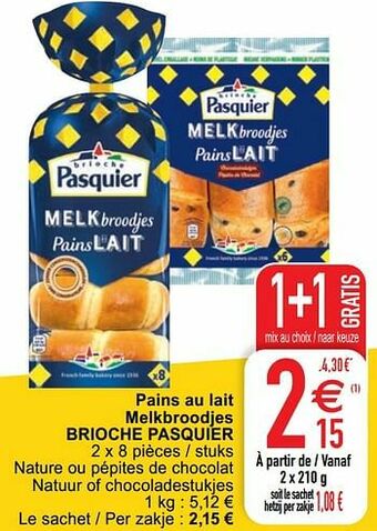 Cora Pains au lait melkbroodjes brioche pasquier aanbieding