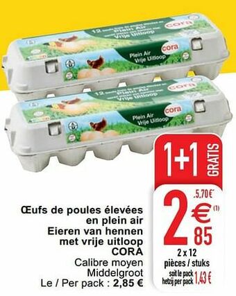 Cora Oeufs de poules élevées en plein air eieren van hennen met vrije uitloop cora aanbieding