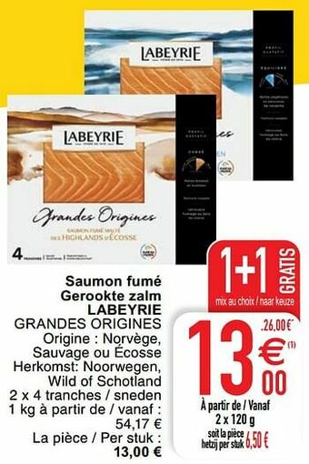 Cora Saumon fumé gerookte zalm labeyrie grandes origines aanbieding
