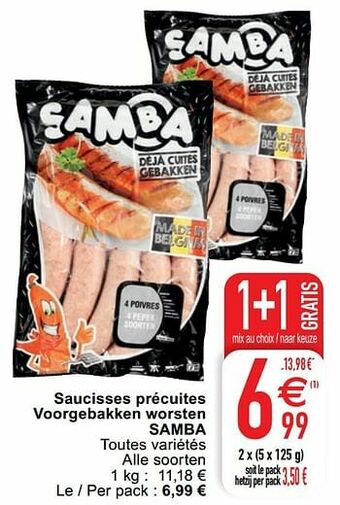 Cora Saucisses précuites voorgebakken worsten samba aanbieding