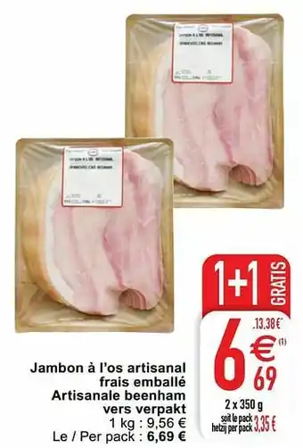 Cora Jambon à l’os artisanal frais emballé artisanale beenham vers verpakt aanbieding