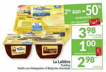 Intermarché La laitière pudding vanille van madagaskar of belgische chocolade aanbieding