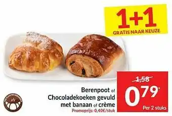 Intermarché Berenpoot of chocoladekoeken gevuld met banaan of crème aanbieding