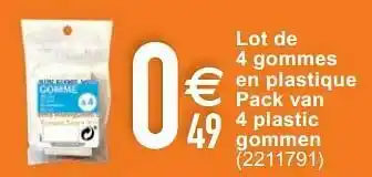Cora Lot de 4 gommes en plastique pack van 4 plastic gommen aanbieding