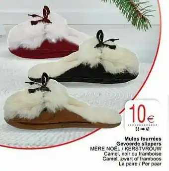 Cora Mules fourrées gevoerde slippers mère noël - kerstvrouw aanbieding