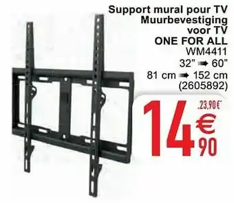 Cora Support mural pour tv muurbevestiging voor tv one for all wm4411 aanbieding
