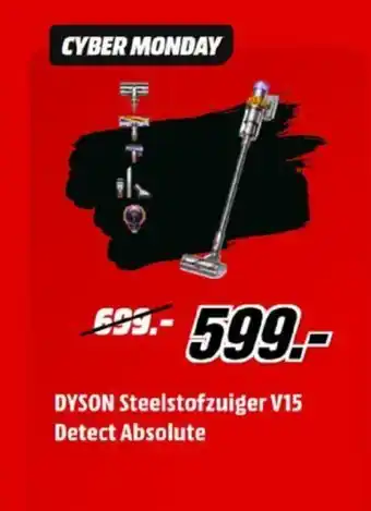 MediaMarkt Dyson Steelstofzuiger V15 Detect Absolute aanbieding