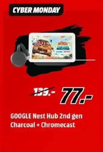 MediaMarkt Google Nest Hub 2nd gen Charcoal + Chromecast aanbieding