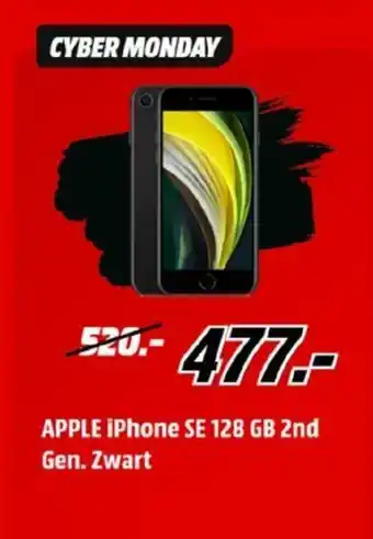 MediaMarkt Apple iPhone SE 128 GB 2nd Gen Zwart aanbieding