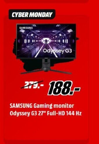 MediaMarkt Samsung Gaming monitor Odyssey G3 27" Full-HD 144 Hz aanbieding