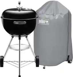 Coolblue Weber Bar-B Kettle 47 cm Zwart + Weber Barbecuehoes 47 cm aanbieding