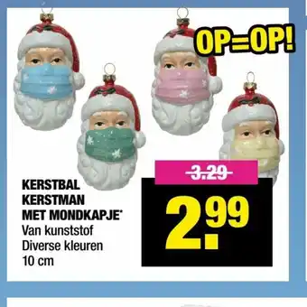 Kerstbal Kerstman Met Mondkapje 10cm