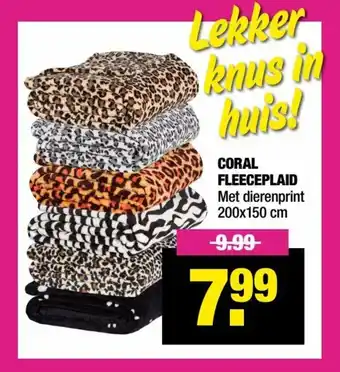 Big Bazar Coral Fleeceplaid 200 x 150cm aanbieding