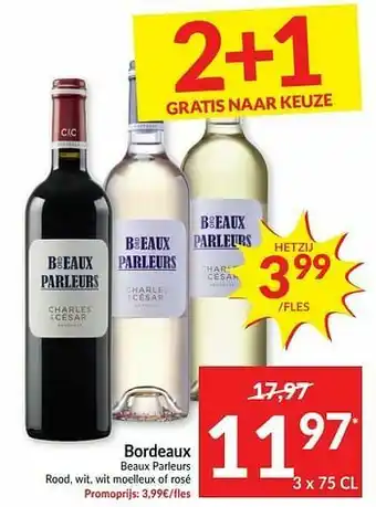 Intermarché Bordeaux beaux parleurs rood wit wit moelleux of rosé aanbieding