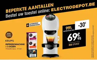 Electro Depot Krups Espressomachine + 3 Dozen aanbieding