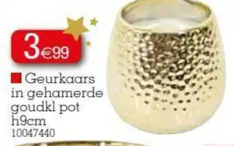 Yess Geurkaars in gehamerde goudkl pot h9cm aanbieding
