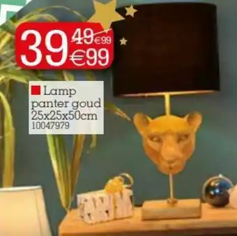Yess Lamp panter goud 25x25x50cm aanbieding