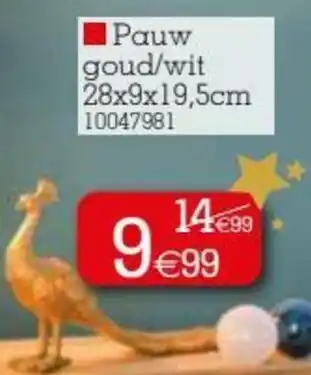 Pauw goud/wit 28x9x19.5cm
