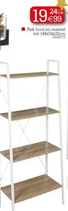 Yess Rek hout en metaal wit 148x34x32cm aanbieding