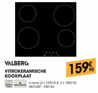 Electro Depot Valberg Vitrokeramische Kookplaat aanbieding