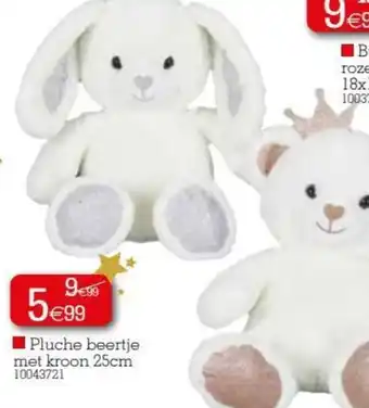 Pluche beertje met kroon 25cm