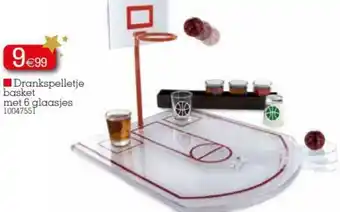 Drankspelletje basket met 6 glaasjes