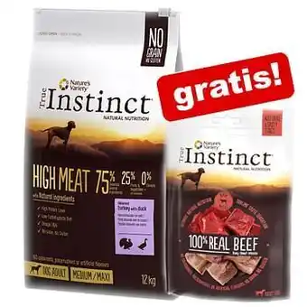 Zooplus True Instinct Droogvoer + True Instinct Tasty Cubes gratis! No Grain Medium/Maxi Zalm (12 kg) + Tasty Cubes (50 g) aanbieding