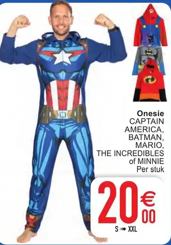 Cora Onesie Captain America, Batman, Mario, The Incredibles of Minnie aanbieding