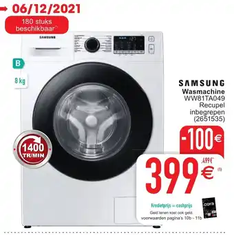 Cora Samsung Wasmachine WW81TA049 aanbieding