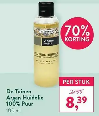 Holland & Barrett De tuinen argan huidolie 100% puur aanbieding