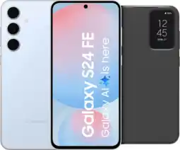 Coolblue Samsung Galaxy S24 FE 256GB Blauw 5G + Clear View Book Case Zwart aanbieding
