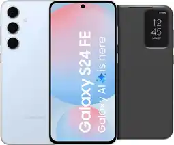 Coolblue Samsung Galaxy S24 FE 256GB Blauw 5G + Clear View Book Case Zwart aanbieding