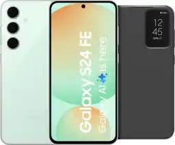 Coolblue Samsung Galaxy S24 FE 128GB Groen 5G + Clear View Book Case Zwart aanbieding
